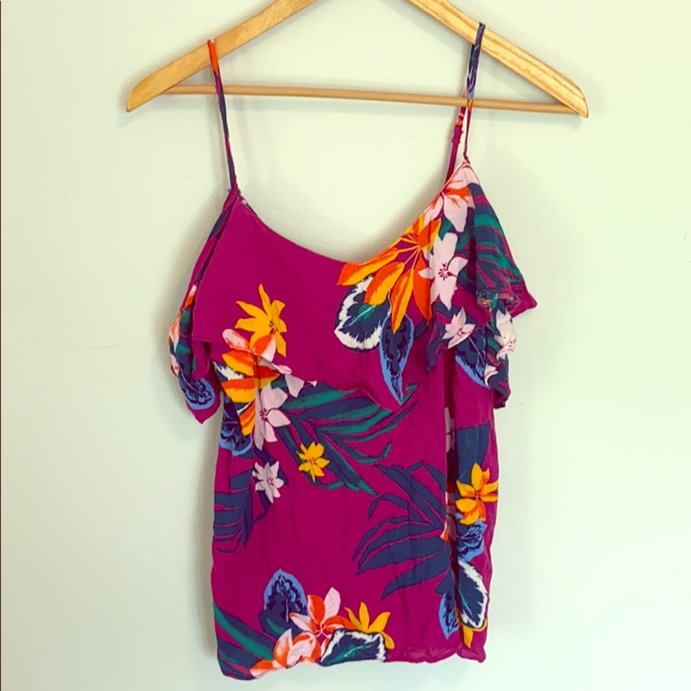 Tropical print off the shoulder top!